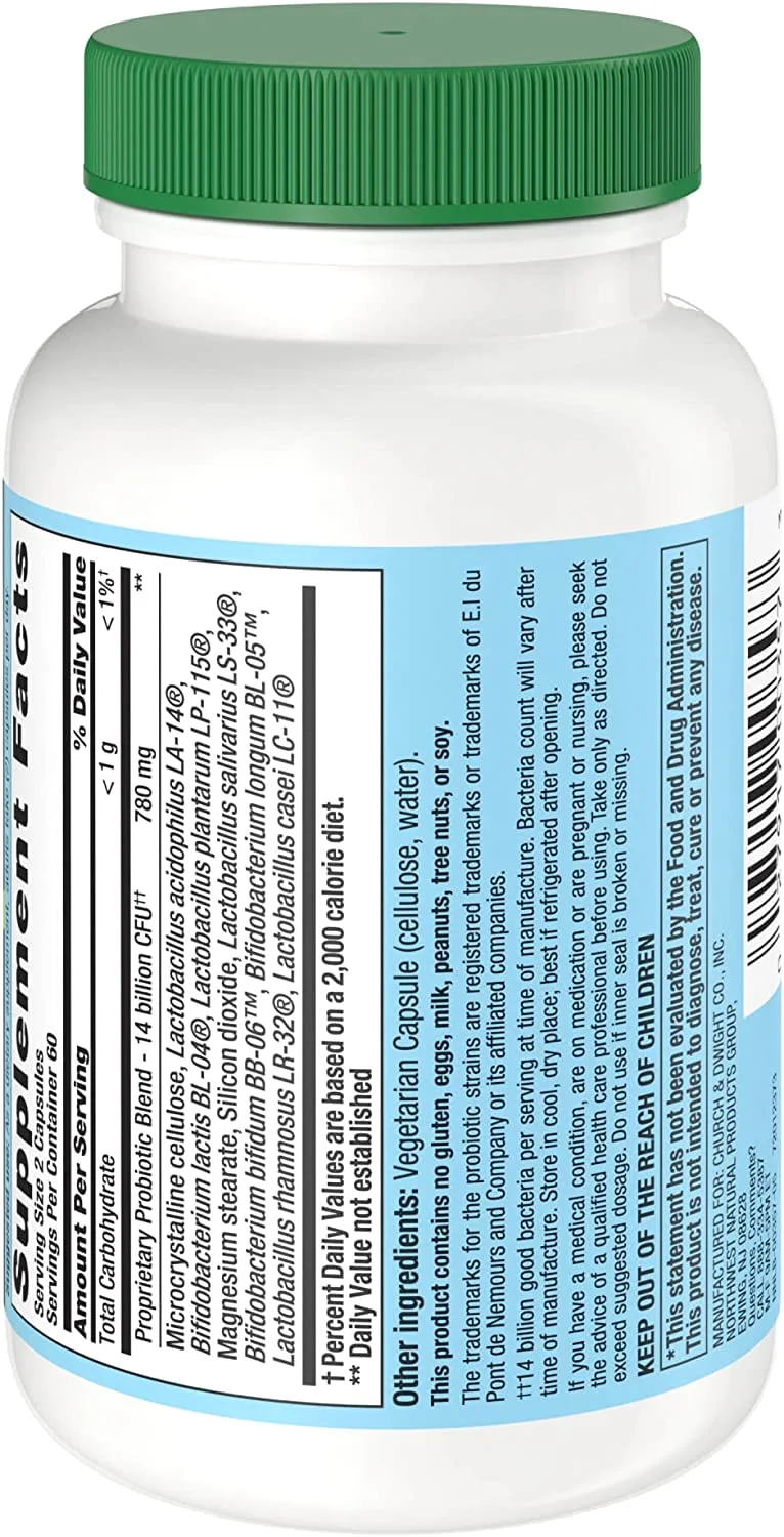 Side of a PB8 Vegetarian bottle with the Supplement Facts panel